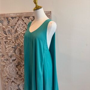 Turquoise Flowing Cape Dress – Elegant & Effortless